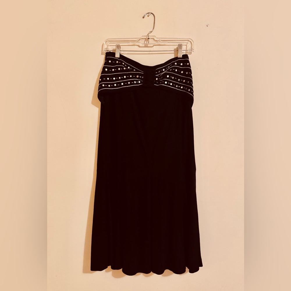 Vintage 80s Black Suede Tulip Skirt with Sequin Detail
